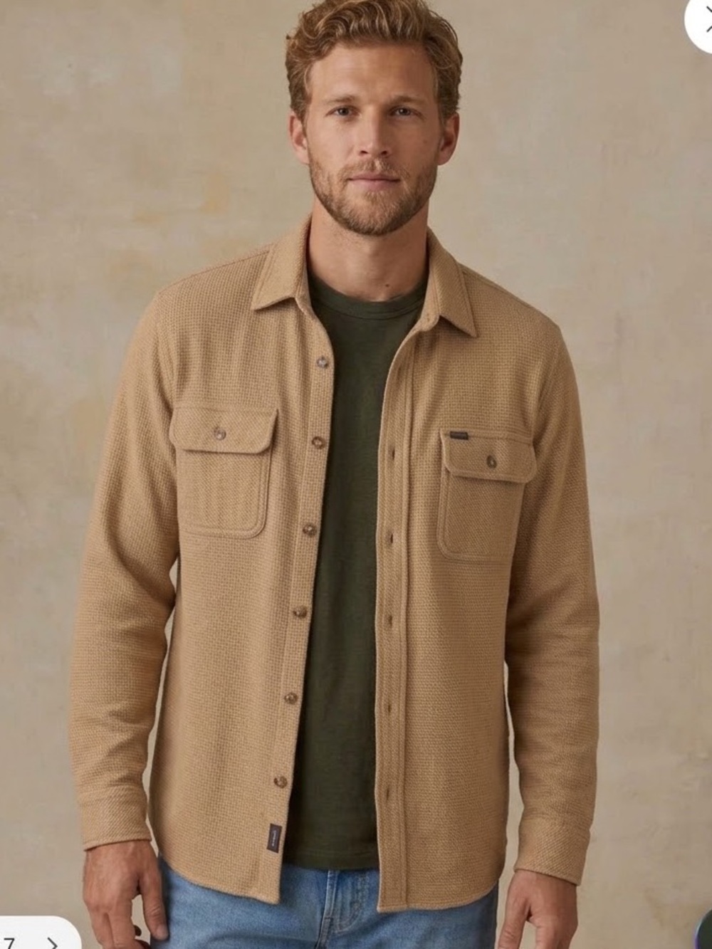 Faherty Legend Sweater Shirt Men’s XL Tan Caramel Soft Knit Twill Button Up 🔥